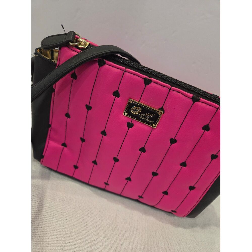 Luv Betsey by Betsey Johnson Hot Pink & Black Heart Crossbody Bag Purse